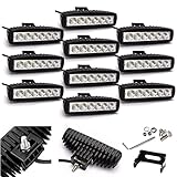 10 x haute puissance 12 V 24 V faisceau de spot à LED 18 W lampe de travail Flood Light bar Slim drl barre de toit pare-chocs lampe de brouillard IP67 pour tracteur camion Offroad voiture Jeep 4 WD 4 x 4 remorque van Camper