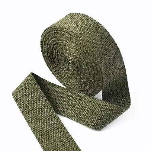 Webbing 5Meters 20/25/32/38mm 1.3mm Thick Cotton Webbing Tapes Bags Strap Garment Ribbons Belt DIY Clothing Sewing Tape Bias Binding(Green01,38mm)