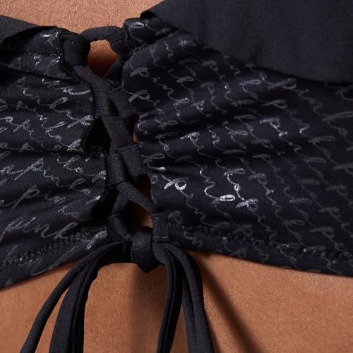 Pinko Ivy Top Bikini Tecno Jersey LOGATO z Rouches, Z99_czarny Limuzyna, M