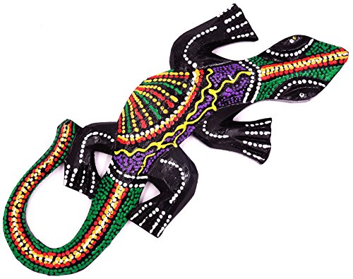 ZEN SHOP Salamandre Gecko en Bois Lézard 20 cm Margouillat Artisanat Wooden Peint aborigène Cover