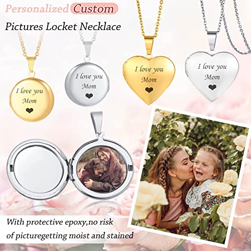 Vnox Personalized Locket Necklace For Women -Gifts For Women Locket Necklace That Holds Pictures Locket Pendant Gifts For Mom Grandma Grandmother Daughter #TOP1