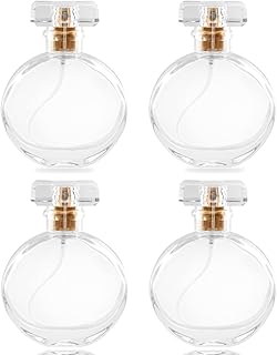 Glass Refillable Perfume Bottle 4 Pcs Clear Square Perfume Atomizer Bottle 30ml Perfume Spray Bottle Perfume Bottle Atomizer Container with Spray Applicator (Oval)