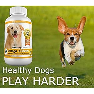 Amazing Omega 3 Fish Oil for Dogs – Omega 3 for Dogs Shedding and Itchy Skin Relief for Dog Dry Skin and Hot Spots, EPA and DHA Fatty Acids, Dog Skin and Coat Supplement – 120 Bacon Flavor Chews