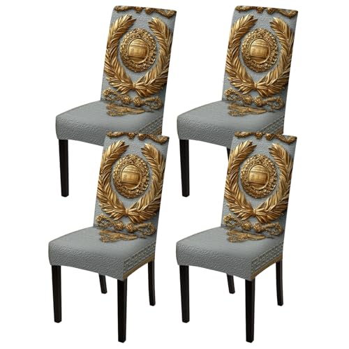 Image of Nuxovilar 4PCS Classic Badge Laurel Wreath Stretch Chair Covers