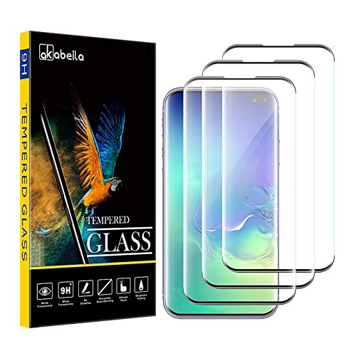 Vetro Temperato Samsung S10 Plus Compatibile per Galaxy S10 Plus Pellicola Protettiva 3 Pezzi Curvo Copertura Totale HD Anti Graffio Anti-bolla Durezza 9H Proteggi Schermo