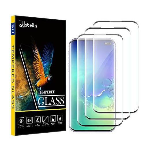 AKABEILA [3-pack] Skärmskydd för Samsung Galaxy S10 Plus/S10+ Premium HD härdat glas skyddsfilm 9H hårdhet fodral vänlig enkel installation anti repor [full böjd täckning]