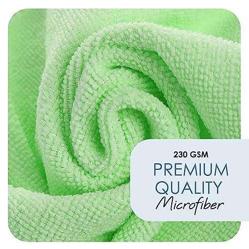 Hearth & Harbor 12 Pack Microfiber Washcloths, Green, 12"x12", Lint Free, Scratch Free, Reusable image 7