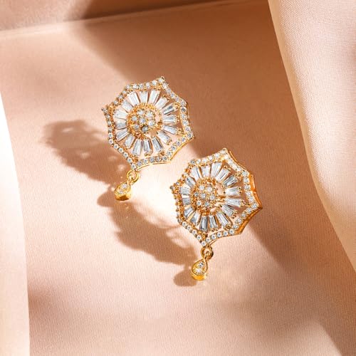 Image of Rubans Pendant Necklace Set American Diamond and Zirconia Gift Jewellery for Women & Girls