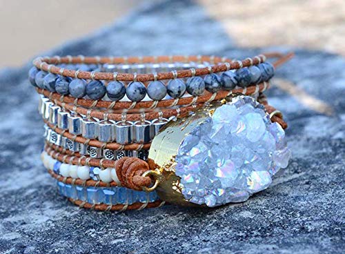 Image of Boho Wrap Bracelet for Women, Handmade Natural Imperial Jasper Multi-Layer Stone Beaded Bracelet, Bohemian Healing Crystal Stone Jewelry Gifts