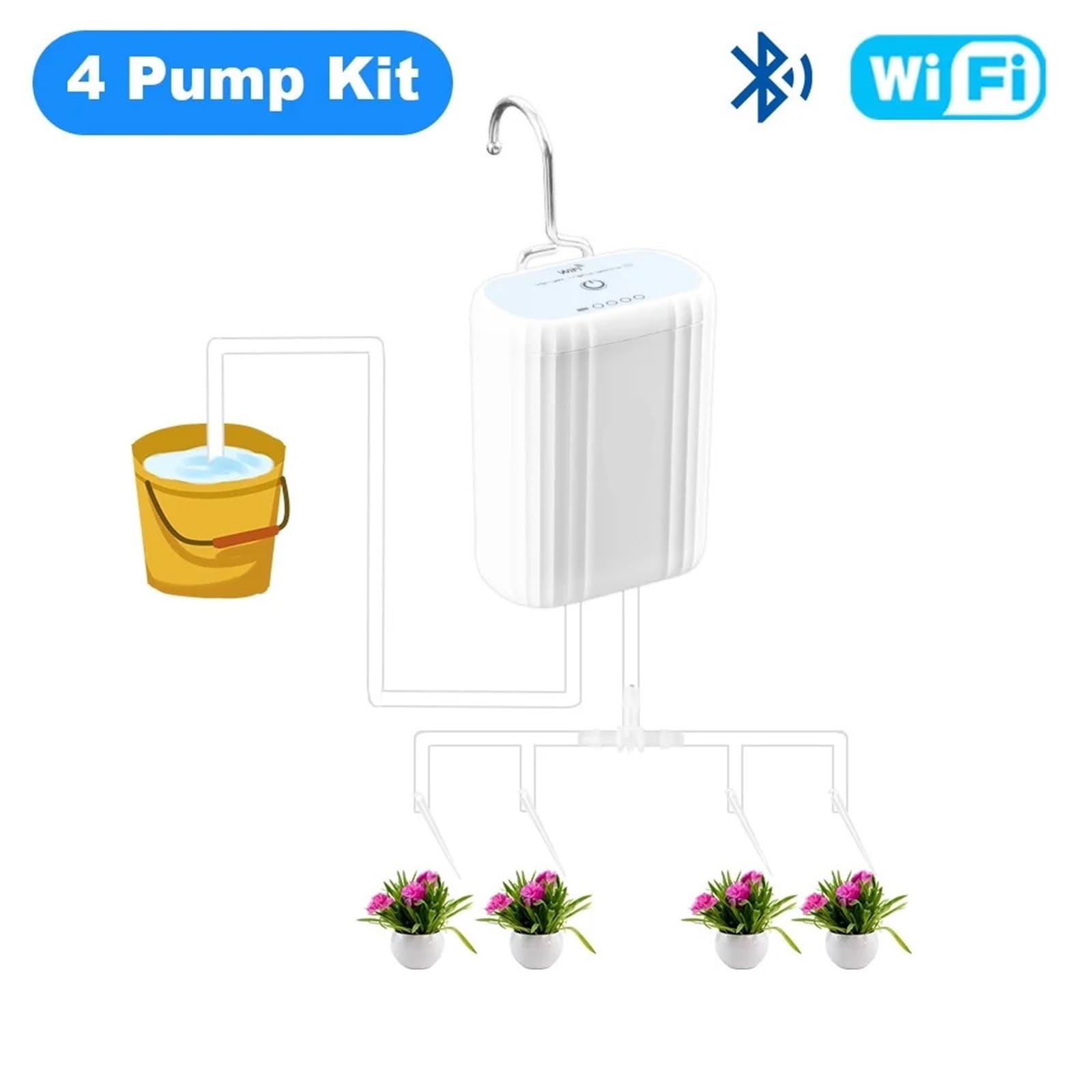Programmatore di irrigazione. Kit di di irrigazione a Goccia Intelligente Wi-Fi con Pompa Automatica for Fiori e Piante, irrigatore a Goccia for la casa, Attrezzi da Giardino Timer per irrigazione