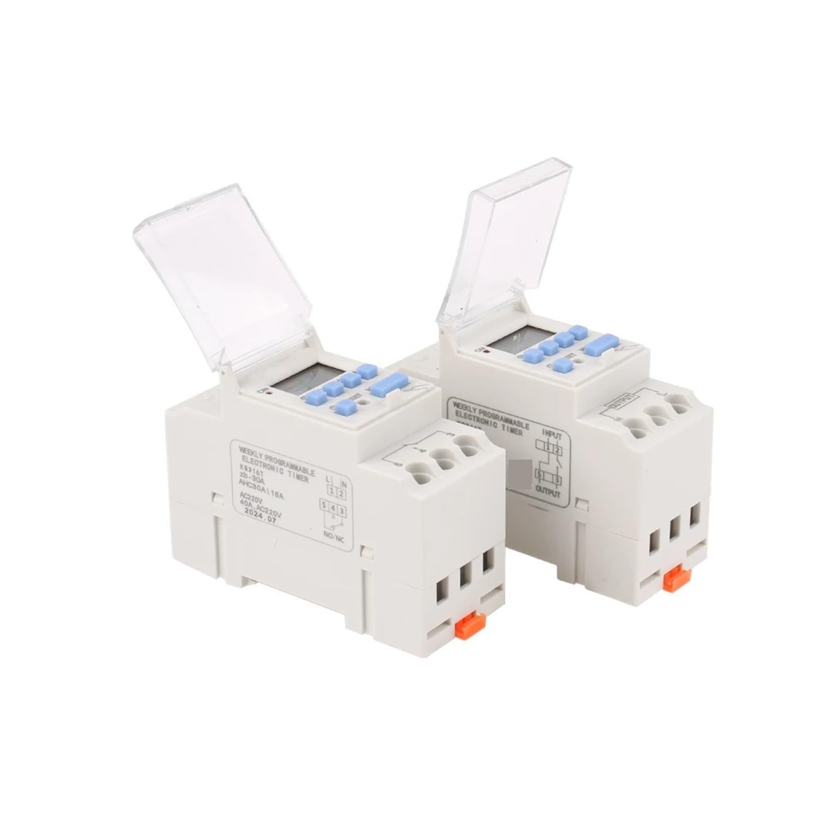 Temporizador de relé Digital programable semanal de 7 días, Tipo AHC30A, riel DIN, 2 Cables, 40 A, Control de CA 12 V, 24 V, 110 V, 220-240 V(1NO 220V)