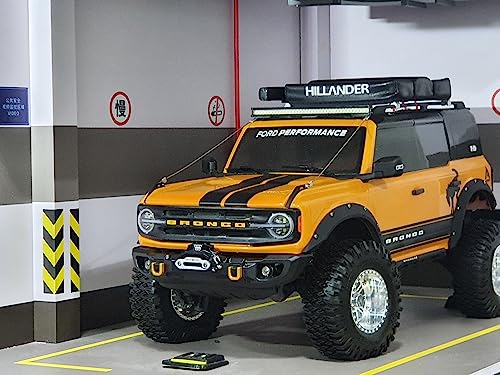 H-TECH RC CNC Aluminum Metal Face Bar Front Bumper & Winch & LED Kit for Traxxas TRX4 Ford New 2021 Bronco 1/10 Accessories (Gold)