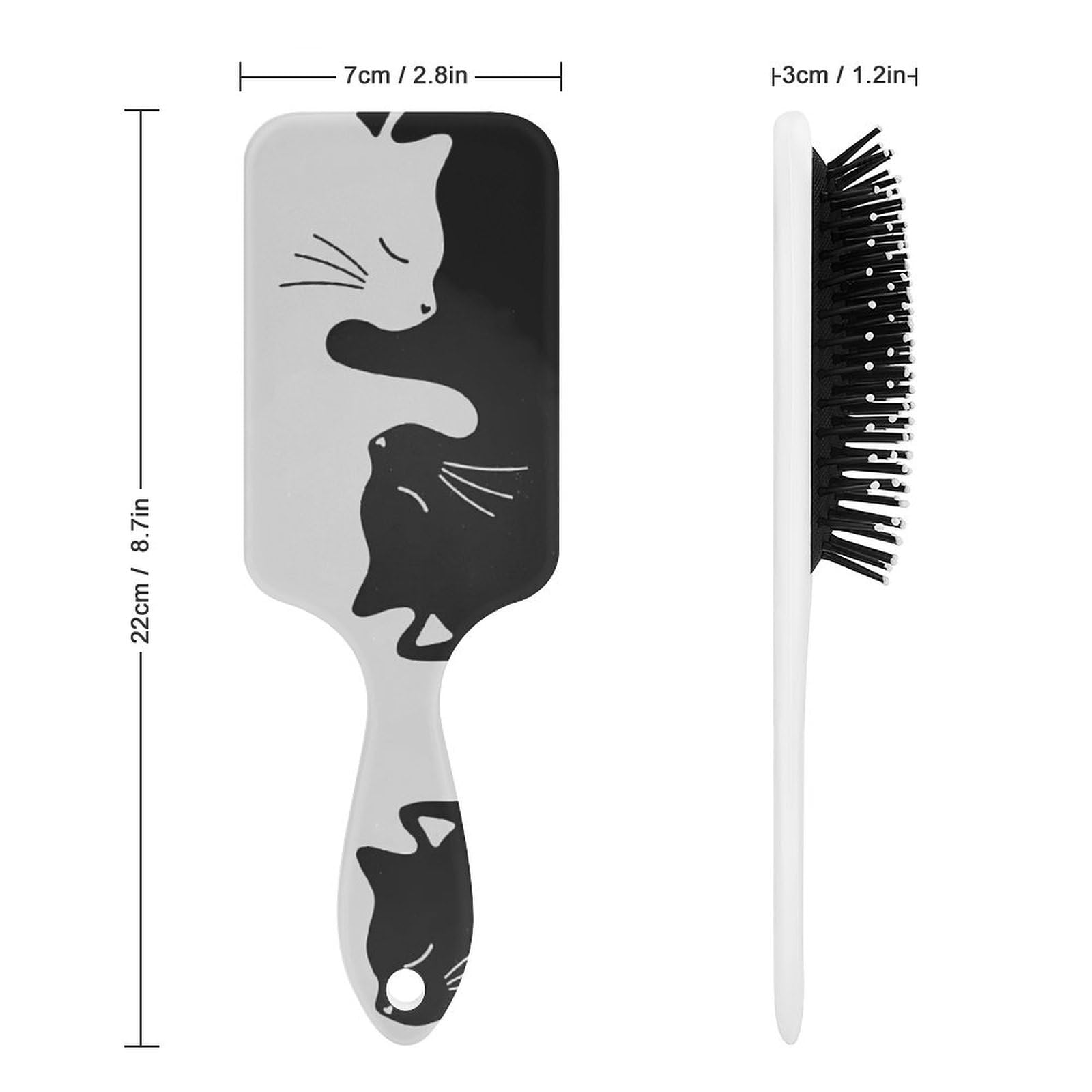 Amazon.co.jp: パドルブラシ 白 黒 猫柄 ネコ ヘアブラシ くし 絡ま