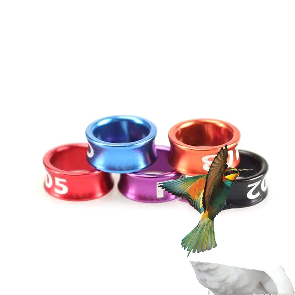 Anillo para pie de Paloma, Anillo para Pata de Loro y Aves de Corral, Anillo de identificación para pies de Pollo, Anillo Dividido de Aluminio para Paloma 400 Piezas Mixed colors8.0mm