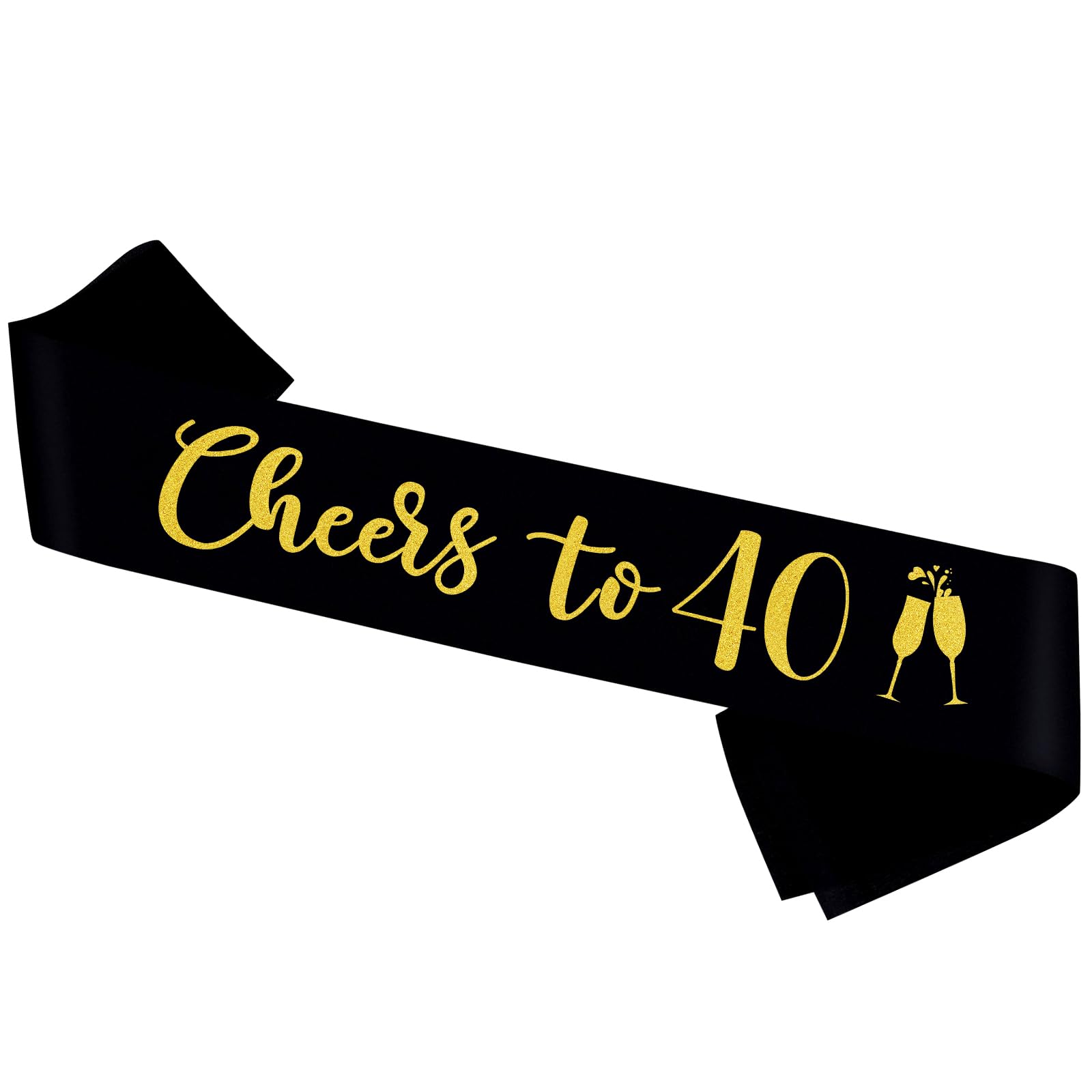 Cheers to 40 Sash, Black Gold It's My 40th Birthday Sash for Women and Men,Happy 40th Birthday Gifts Party Supplies