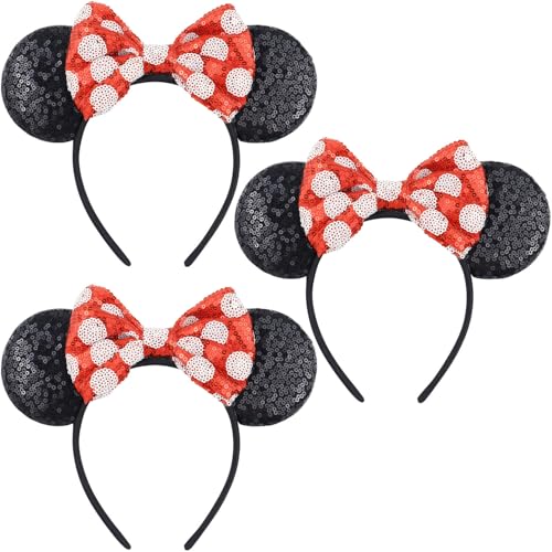 Mouse Ears Headband with Sequin Bows 3 Pack