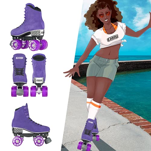 Crazy Skates Evoke Roller Skates For Women - Stylish Suede Quad Skates - Purple (Size: Us Mens 7 | Us Ladies 8 | Eu 39) #TOP3