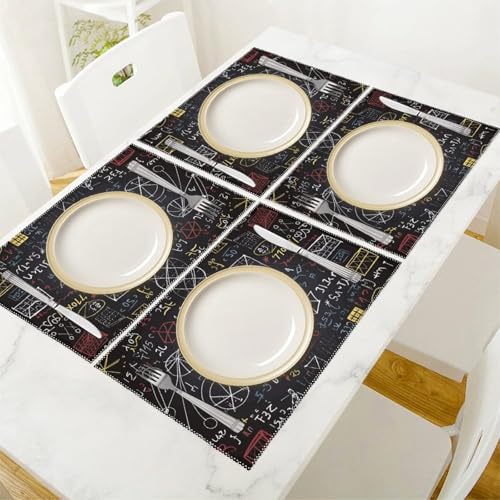 Set de table mathématiques lavable anti-tache et anti-chaleur pour table de cuisine