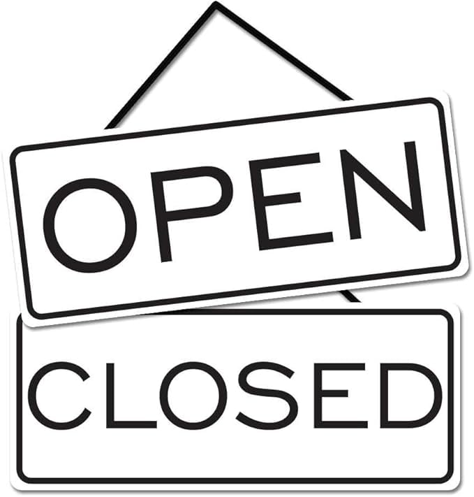 All Quality Open Closed Sign | Dual Sided | (White)