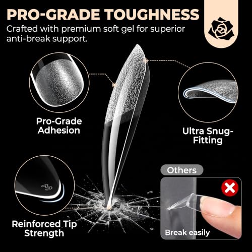 Image of UNA GELLA Medium Stiletto Nail Tips 450PCS Fake Acrylic Gel Nail Tips