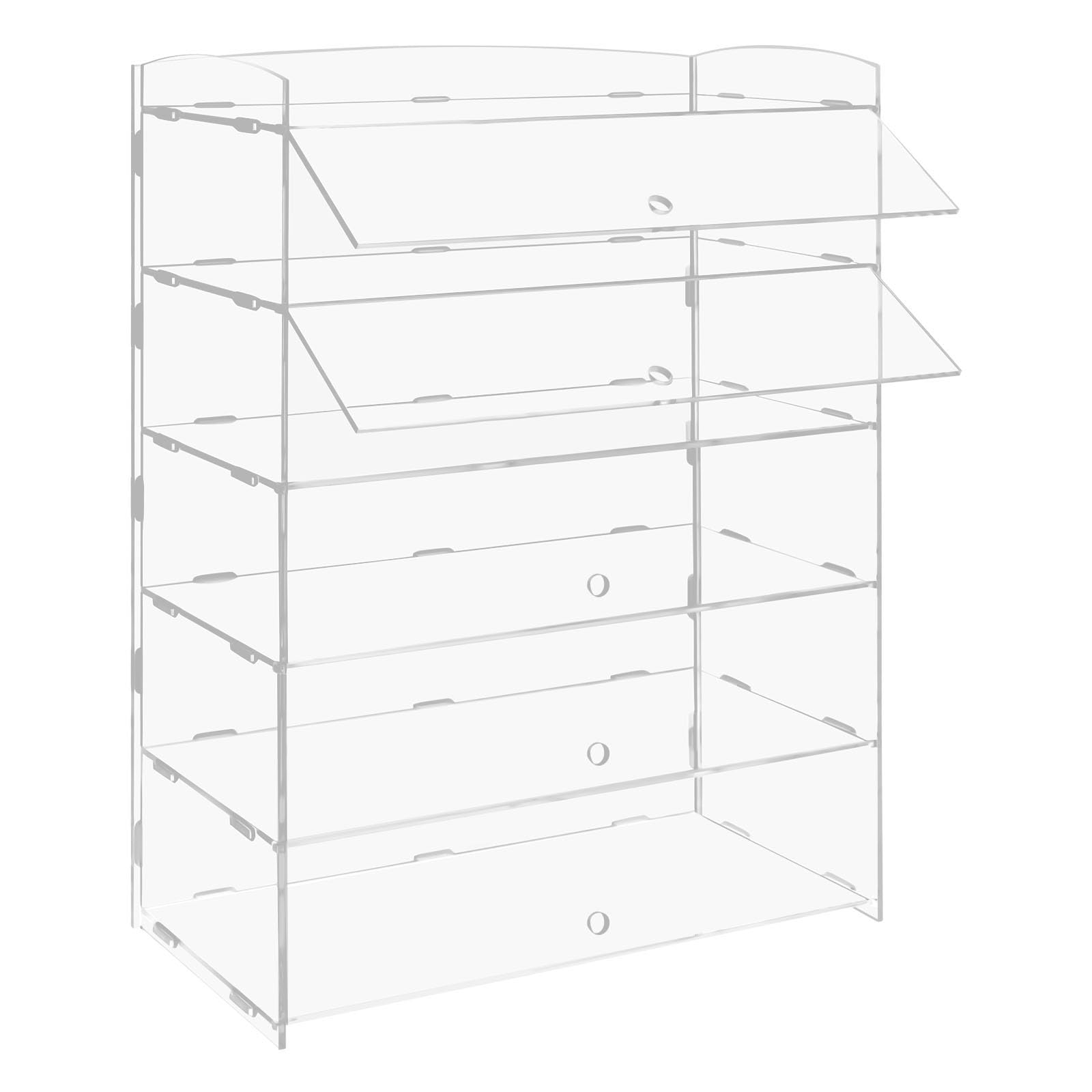 5 Layers Acrylic Display Case, Bakery Display Case 360° High Transparency, Pastry Display Case for Bakery, Convenience Store, Gas Station, Coffee Shop, Grocery Store, (19*8*24In)