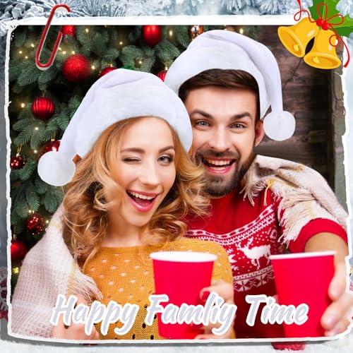 Image of Vicenpal 20 Pcs Santa Hats Bulk Plush Christmas Hats for Adults Women Men Holiday Party Costume(White)