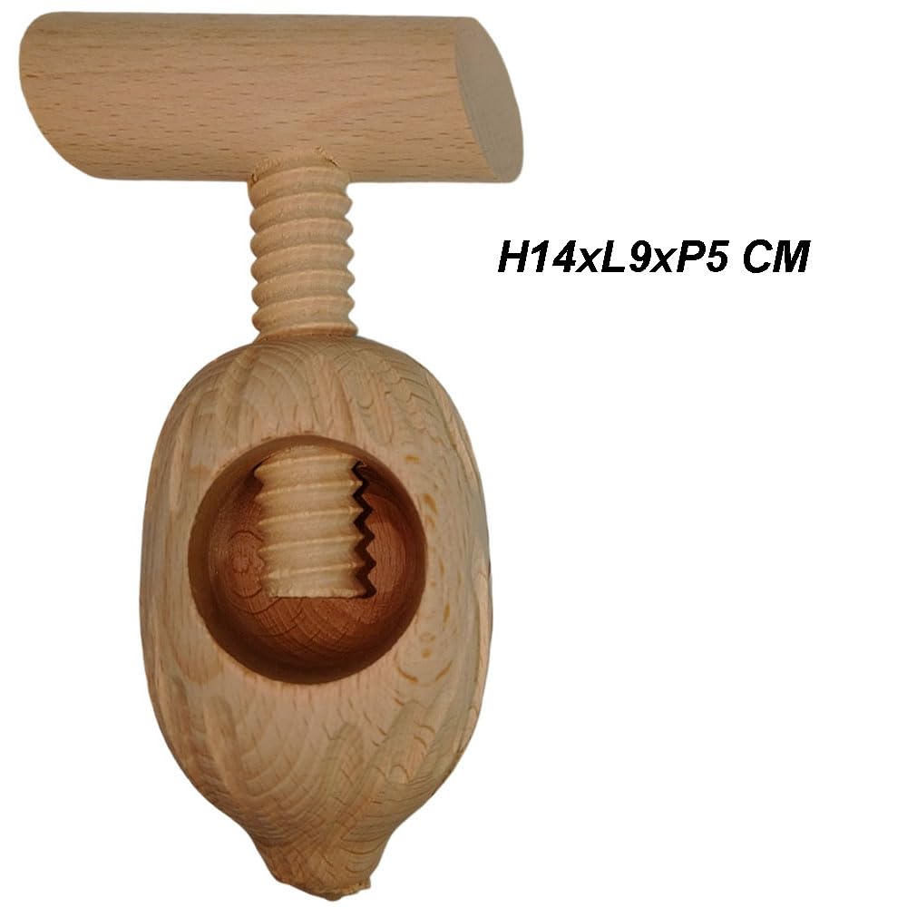 Schiaccianoci a Vite in Legno di faggio schiaccia Noci nocciole a Fungo ghianda rompinoci da Cucina casa (Ovale)