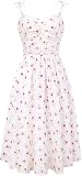  Belle Poque Robe d\'été décontractée à bretelles spaghetti pour femme - Robe d\'été décontractée, Motif floral rouge et blanc, L
