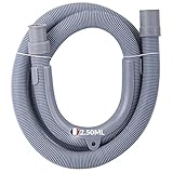 BYMEO, 2.50 ML/Tuyau Evacuation Machine à Laver/Lave Vaisselle/Flexible De Vidange/Extension/Rallonge Évacuation Eau Usée - [ Kit De Raccordement Universel Extra Long ] accessoire professionnel