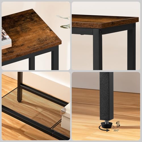 Miniatura 6 de Hoobro Mesa De Entrada, 75 Cm Consola De Entrada, Mesa De Sofá Estrecha, Pequeña Mesa Expositora, Sala De Estar, Dormitorio, Vestíbulo, Vintage Marrón Y Negro Ebf74xg01