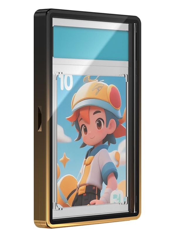 Ealyysllic for PSA Rating Card Case 35pt Metal Bumper Protection Case, UV-Resistant Magnetic Aluminum Metal Protective Case (Black-Gold)
