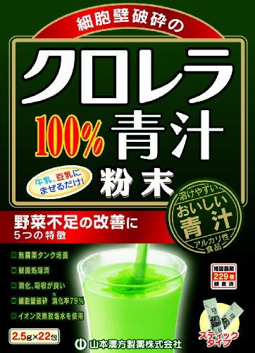 Chlorella Aojiru 100% Powder Stick 2.5G X 22 (55G, 11-22 Days Supply) [Japanese Import] #TOP1