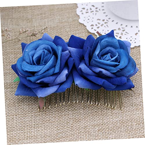 Beavorty Floral Hair Comb with Fleece Rose Design Wedding Bridal Hair Accessory for Women Girls Party Headpiece 3.94X2.60X1.57 Inch - Image 2