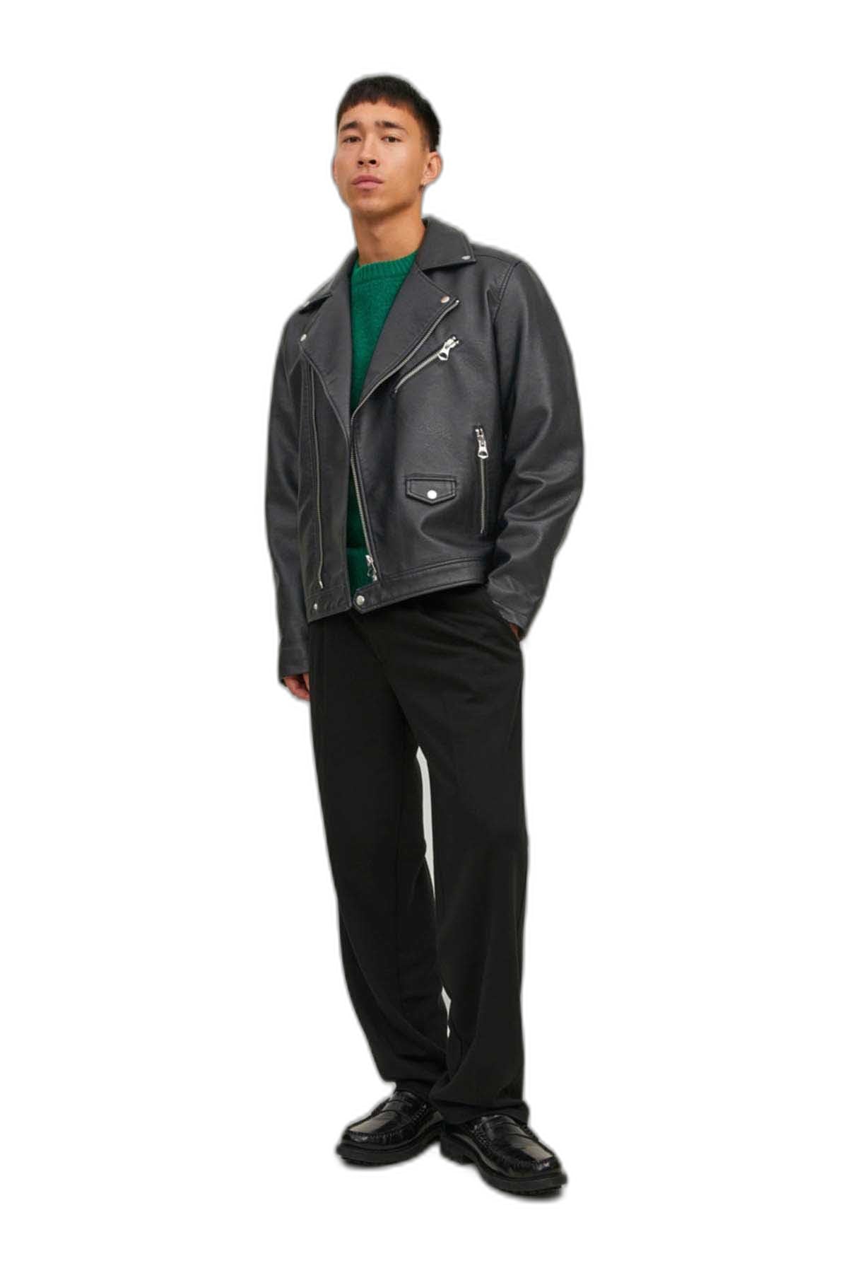 JACK & JONES Jorflores męska kurtka motocyklowa, czarny, L