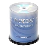 PlexDisc DVD-R 4.7GB 16x Recordable Media Silver Top Disc – 100pk Cake Box (FFP) 632-115-BX, 100 Discs
