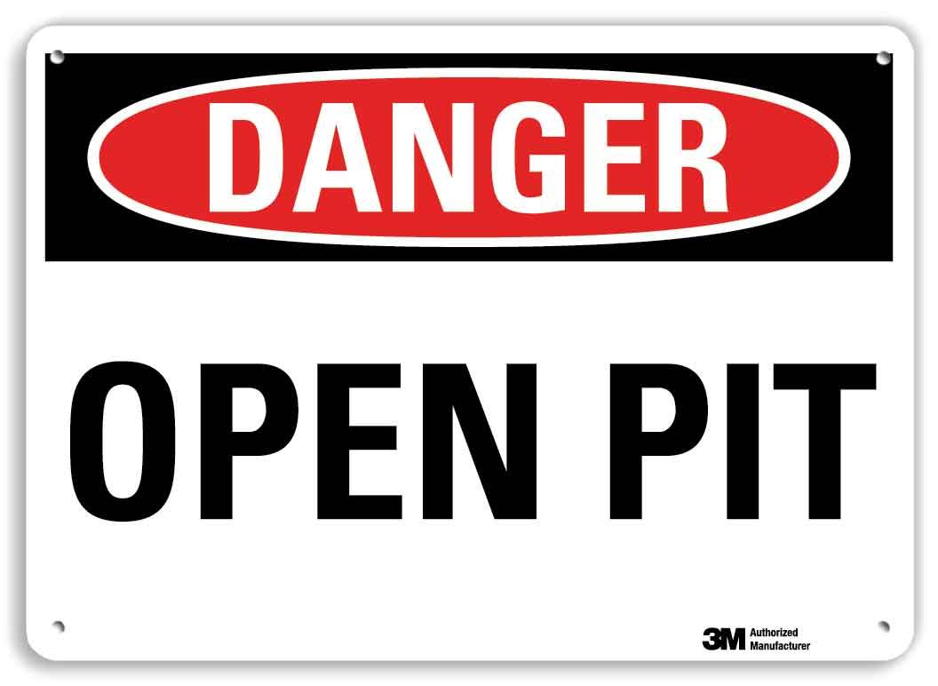 SmartSign "Danger - Open Pit" Sign | 12" x 18" 3M High Intensity Grade Reflective Aluminum