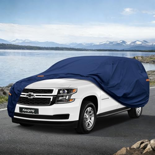 Image of Kaugung Custom Fit SUV Car Cover for Chevrolet Suburban (1973-2026), Heavy Duty Waterproof All Weather Outdoor Protection, Breathable Full Exterior Cover with Vent, Rain Sun Snow UV Proof
