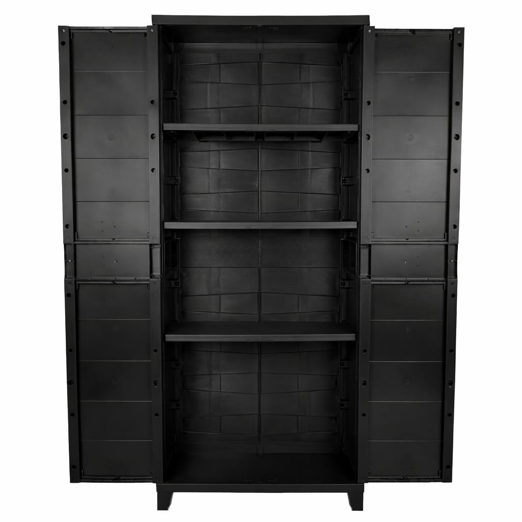 Ondis24 Kunststoffschrank Prime Beistellschrank mit 3 Böden verstellbar 15 kg Schwarz Abschließbar Mehrzweckschrank für Haushalt, Keller & Abstellraum (Schloss Nicht enthalten) (172cm)