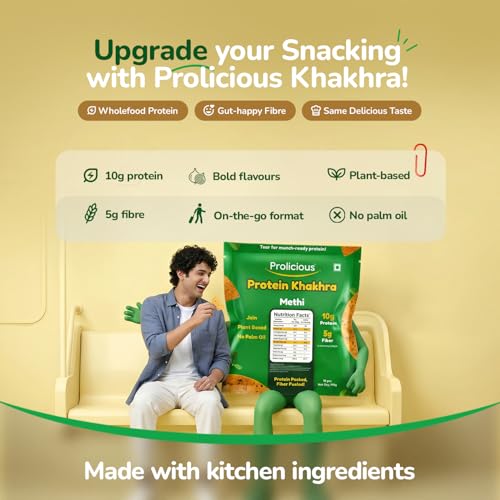Image of Prolicious Jain Khakhra Combo Pack | Crispy Healthy Khakhra Snacks | High Protein & Fibre-Rich Indian Snack | No Onion No Garlic | Anytime Tea-Time Snack (Pack of 4, 170g each)