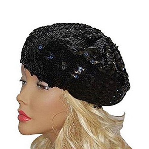 Gorro tipo boina con lentejuelas brillantes para fiesta miniatura 2