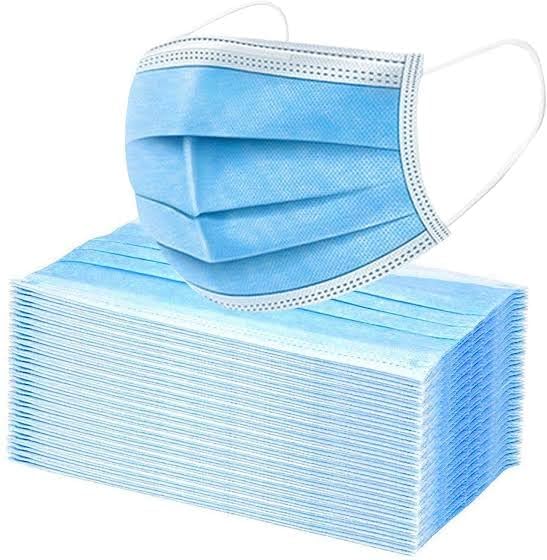 Image of Pack of 100 Disposable 3-Ply Face Mask | Soft on Skin | With Elastic Earloops and Nose Clip | Great For Office, School, Home, Kitchen and Outdoors | Unisex