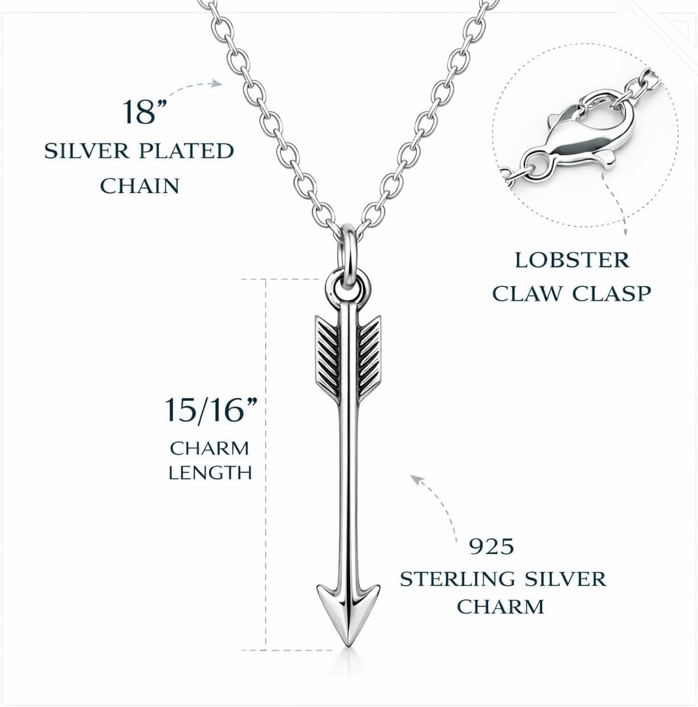 EnCharmed Arrow Archery Charm Necklace for Women, Sterling Silver Dainty Handmade Necklace, Archer Target Sport Pendant, Everyday Minimal Layering Jewelry, 18" - Image 3