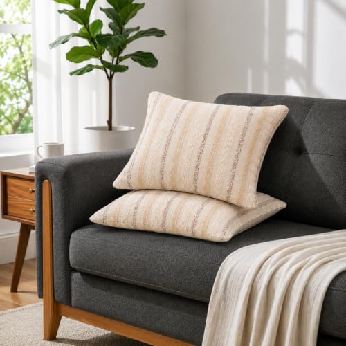 Image of STITCHNEST 'Nomad Weave Collection' Cushion Covers 16 x 16 Inches Set of 2 - Elegant Jacquard Fabric, Washable & Durable for Modern Living