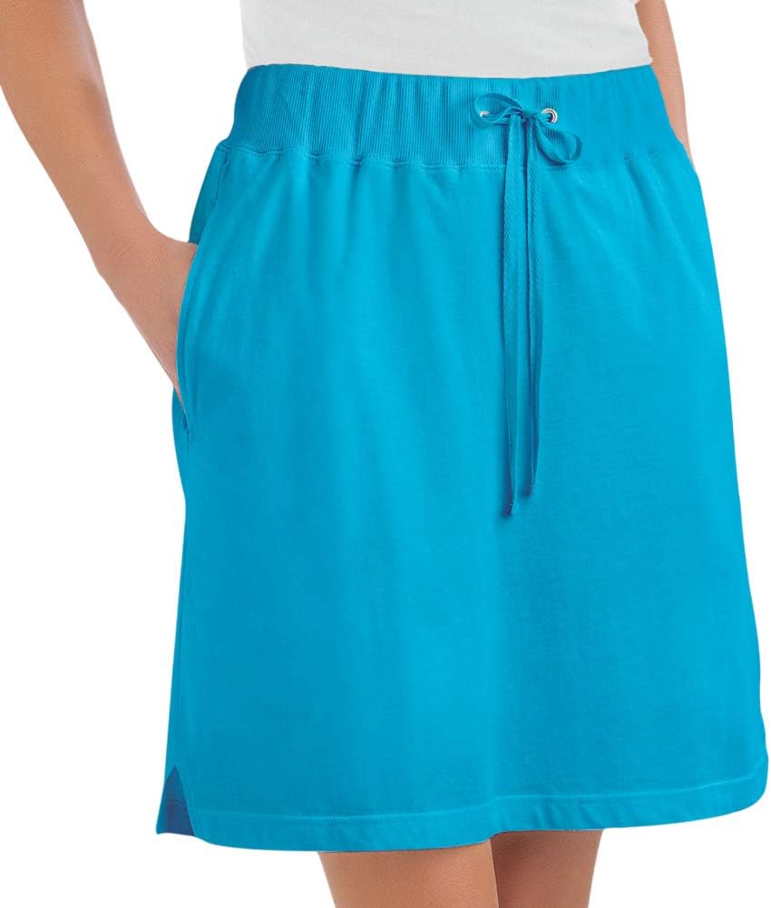 Collections EtcDrawstring Cotton Knit Pull-On Skort with Elastic Waistband - Casual Summer Apparel