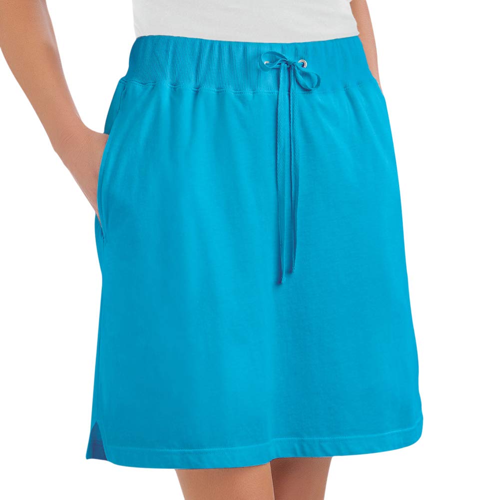 Collections Etc Drawstring Cotton Knit Pull-On Skort with Elastic Waistband - Casual Summer Apparel