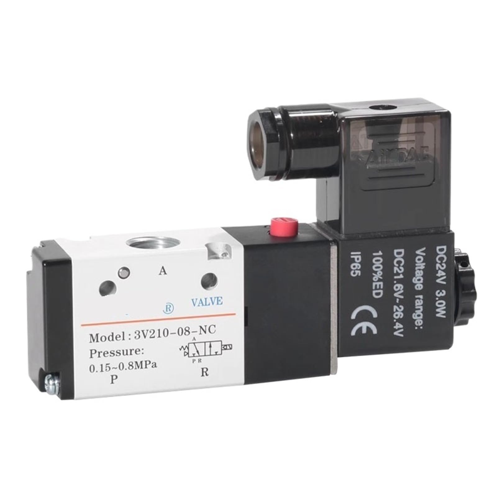 Electroválvula neumática de 3/2 vías 3V110-06, 3V210-08 y 3V310-10, válvula direccional de control de aire, CA/CC 12 V, 24 V, 110 V y 220 V(3V310-08-NO)