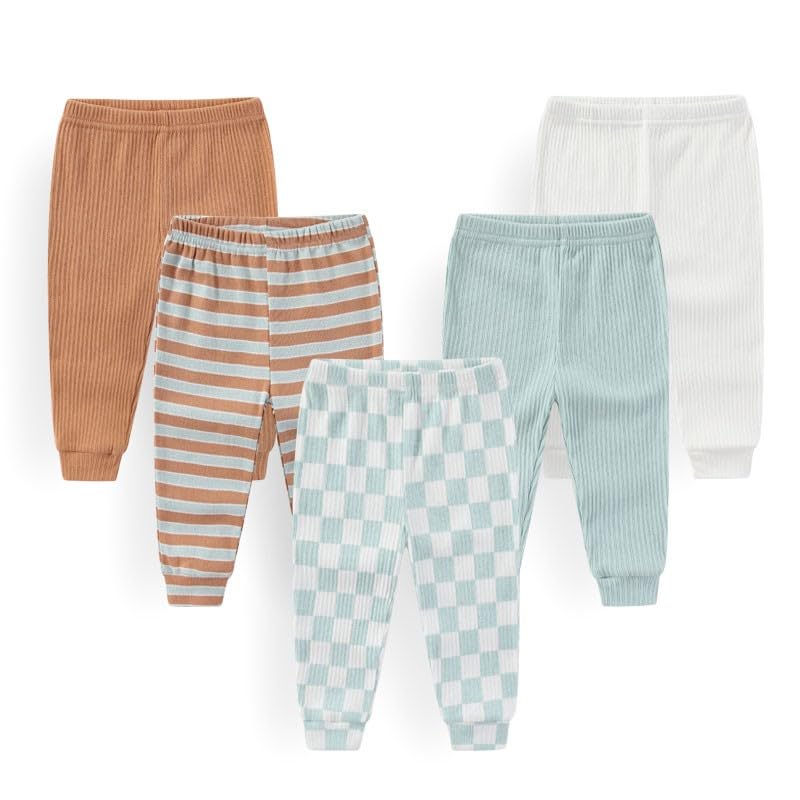 Image of JELYLOVE Unisex Baby Boy Girl Pants Sets Cotton Soft Infants Bottoms Casual 5 Pack 0-12 Month Babies' Leggings