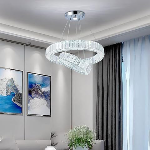 Einstellbare 2 Ringe Moderner Kristall-Kronleuchter LED-Deckenmontageleuchten Kristall-Pendelleuchte Cover