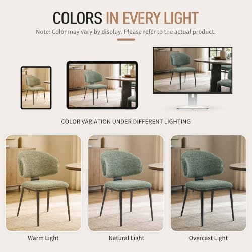 Image of Dining Chairs Set of 4,Fabric Dining Chairs with Metal Frame,Green
