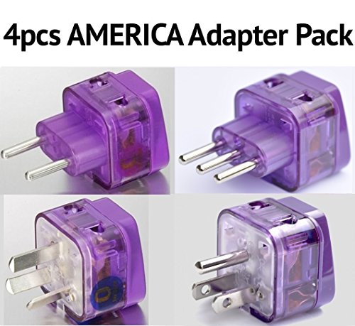 NEW! 4 Pieces AMERICA TRAVEL ADAPTER Pack for SOUTH and N. AMERICA; ARGENTINA
